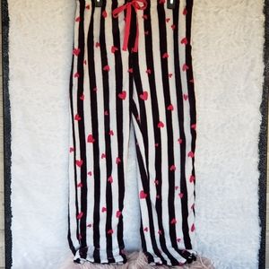 Black and White Stripe Plush Pajama Pants